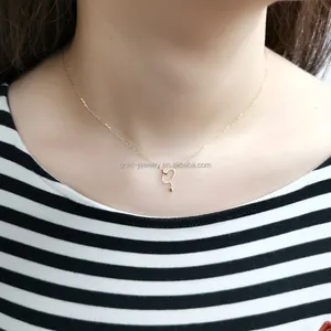 Elegan Bintang Bulan 18K Emas Solid Kalung Oval Liontin Perhiasan 18K Emas Asli Kalung Berlian Alami Perhiasan Wanita Grosir