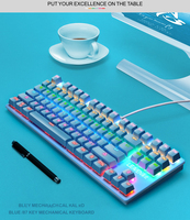 LEAVEN K550 Keyboard Mekanis Punk 87 Tombol USB Tipe-c RGB Backlit Keyboard Profesional Kantor Kompetisi Game Yang Dapat Diprogram