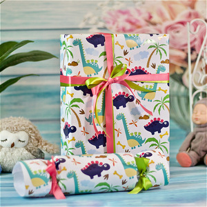 กระดาษห่อของขวัญเคลือบเงา ลายไดโนเสาร์ ยูนิคอร์น ฟลามิงโก ป่าฝนเขตร้อน สำหรับงานประดิษฐ์เด็ก - Product Image 3
