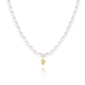 Collier ras du cou CANNER Simple S925 en argent sterling avec pendentif serpent en zircon et perle millet française pour femme - Product Image 1