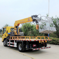 Nouvelle grue montée sur camion de chantier robuste, force de levage de 6,3 tonnes, hauteur de levage de 15 m, moteur et pompe haute puissance, équipement de construction