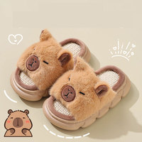 BT mignon Capybara pantoufles enfant sandales automne anti-dérapant dessin animé pantoufles lin sol chaussures intérieur respirant maison pantoufles