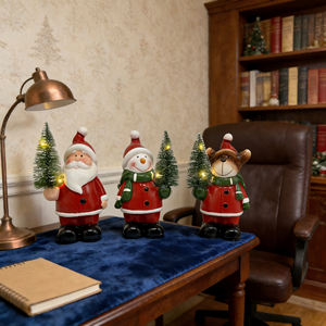 Luces <span class=keywords><strong>de</strong></span> Gnomo <span class=keywords><strong>de</strong></span> Santa Claus y <span class=keywords><strong>Muñeco</strong></span> <span class=keywords><strong>de</strong></span> <span class=keywords><strong>Nieve</strong></span> Pintadas en Terracota - Adornos Decorativos Navideños para el Hogar con Brillo LED - Product Image 3