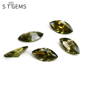 Pietre preziose sciolte taglio Marquise di qualità 3A CZ pietre di Zirconia cubica taglio verde oliva - Product Image 4