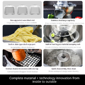 Mond.uk Cortadora Eléctrica Comercial de Patatas Onduladas de 300 kg/h, Máquina de Patatas Fritas, Cortadora de Ondas para Vegetales, Zanahorias y Rábanos - Product Image 5