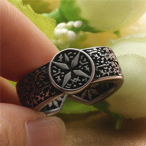European American Style Titanium Steel <b>Open</b> <b>Ring</b> Retro Flower Pattern Women's Punk Jewelry Gift 22035 - Product Image 4