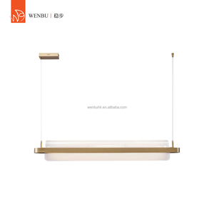 Lustre de luxe, lampe suspendue pour bar, panneau de guidage de lumière en acrylique, or champagne brossé - Product Image 4