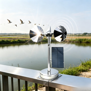Ahuyentador <span class=keywords><strong>de</strong></span> Aves Solar y Eólico con Reflector Giratorio <span class=keywords><strong>de</strong></span> Doble Potencia para Escajar Garzas y Cormoranos en Piscifactorías, Estanques y Acuicultura, con Ángulos Ajustables - Product Image 5