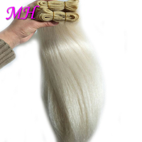 Extensions de cheveux tissés MH de haute qualité en poil de yak non Remy, 12 pouces, blanc/noir, double trame machine, lisses, couleur plus foncée, vente en gros uniquement