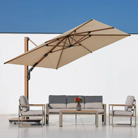 Parasol de jardin autoportant carré de grande taille, à manivelle, rotatif, pour extérieur, patio, mariage, style romain, avec auvent pliant