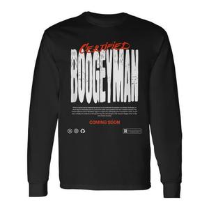 T-shirt a maniche lunghe certificata Boogeyman, nera, girocollo, abbigliamento da uomo - Product Image 1
