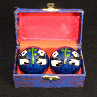 Boules de Baoding en métal au design Panda pour massage et exercice sain, avec impression découpée, collection chinoise