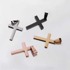 Breloques en acier inoxydable pour enfants, plaquées or, personnalisées, en forme de croix, tendance, pour la fabrication de bijoux, vente en gros - Product Image 3