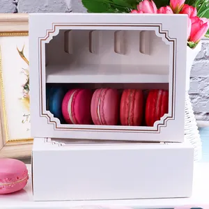 Cajas cuadradas personalizadas de cartón, cajas de cajón de papel deslizante, embalaje macaron Kraft, caja de comida, caja de ventana, embalaje para pequeñas empresas