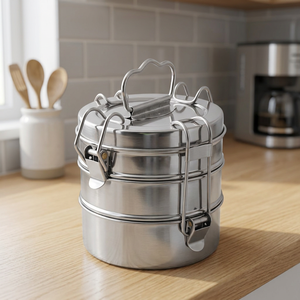 Lonchera Clásica Desmontable de Acero Inoxidable con 4 Clips de Cierre, Contenedor de Alimentos Metálico Ecológico y Sostenible para Conservar la Frescura - Product Image 2