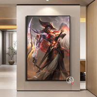 Tableau mural sur toile Chevalier en armure lourde avec épée lumineuse, Décoration moderne pour la maison, Affiche pour salle de jeux, chambre, bureau