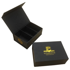 Gold Foiled Luxury Caviar Packaging Box with Dividers Caviar Gift Box Manufacturer