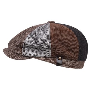 New patchwork <b>beret</b> autumn and winter British classic retro <b>hat</b> men's artistic and fashionable versatile octagonal <b>hat</b> - Product Image 5
