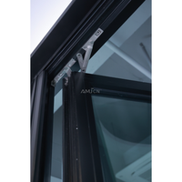Ventana Abatible de Aluminio con Marco Negro Moderno AMJ NFRC AS2047, Ventanas de Repuesto de Alto Rendimiento con Doble Acristalamiento para Casas