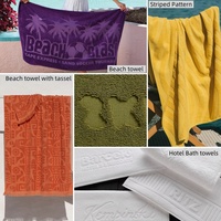 Serviette de bain jacquard 100% coton personnalisé tissé en relief logo serviette de plage pour piscine sport gym