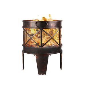 Estufa de barbacoa de hierro fundido redonda moderna con estufa de <span class=keywords><strong>leña</strong></span> de póquer interior <span class=keywords><strong>y</strong></span> exterior <span class=keywords><strong>y</strong></span> parrilla de carbón - Product Image 1