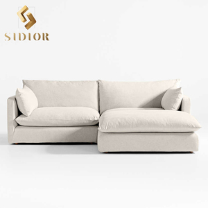 Modernes Daunen feder geschnittenes modulares Schnitts ofa Samts toff Leinens ofa Couch L-förmiges Daunen feder <span class=keywords><strong>sofa</strong></span> mit Ottomane - Product Image 4