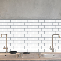Vivid Tiles Weiße, hellgraue Fugenmörtel-PVC-Fliesen, selbstklebende Fliesen