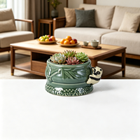 Pot Bunga Keramik Tekstur Anyaman Gaya Rotan Vintage Ramah Lingkungan Tahan Lama Ukuran Besar untuk Balkon Dekorasi Taman Rustic
