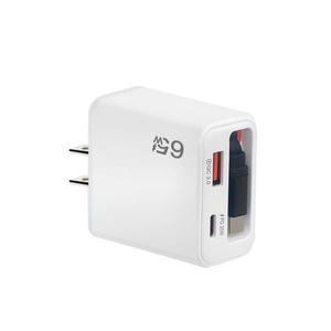 Cargador de pared de doble puerto GaN de 65W con cable retráctil de USB-C, adaptador de viaje de carga rápida PD 3,0 QC3.0 para tableta de teléfono móvil - Product Image 6