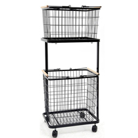 Panier de rangement personnalisable + panier à linge, en acier inoxydable, avec roues, pour le linge