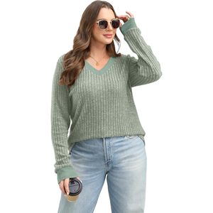 Suéter de Manga Larga con Cuello en V para Mujer, Suave y Ligero, Informal para Otoño, Prenda de Punto Transpirable, Atuendo de Moda - Product Image 4