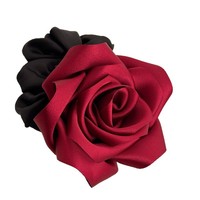 Élastique à cheveux en forme de rose rouge, fait main, haute élasticité, style français, pour femme, attache pour queue de cheval