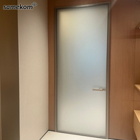 Porte battante en verre sans cadre minimaliste sans couture pince matériel salle de bain porte attenante
