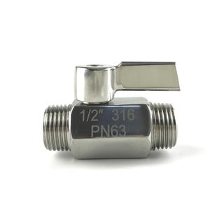 Mini válvula de bola de acero inoxidable de 1/2 pulgada PN63 para la industria alimentaria y de agua - Product Image 2