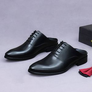 Chaussures Oxford pour hommes en cuir véritable noir à bout pointu, à enfiler, à carreaux, pour l'été, les mariages, toutes saisons, style bureau et professionnel - Product Image 6