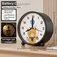 Réveil silencieux personnalisé, adorable et mignon, avec des aiguilles lumineuses et une veilleuse, idéal pour les gros dormeurs et les enfants