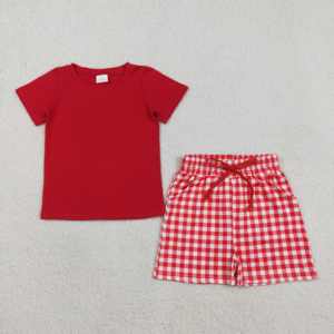 Conjunto de Ropa para Bebé Niño de 2 Piezas, Camiseta y Pantalones Cortos a Cuadros de Algodón y Spandex, Estilo Casual, Primavera-Otoño, Tela Worsted, RTS Boutique - Product Image 2