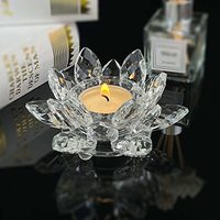 Lampu Lilin Kristal Bunga Teratai Modern Buatan Tangan yang Elegan, Hiasan Lilin Kristal Poles untuk Rumah, Pernikahan, Pesta