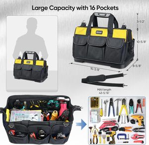 Free sample Factory price heavy-duty, 21-pocketed, hand-open <b>top</b> <b>tool</b> organizer bag for electricians of China - Product Image 5