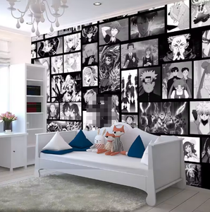 อะนิเมะตัวละครการ์ตูนญี่ปุ่นสีดำและสีขาวลอกและวางภาพจิตรกรรมฝาผนังวอลล์เปเปอร์ที่ถอดออกได้ - Product Image 3