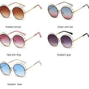 Nouveautés 2020, lunettes de soleil pour femmes, mode luxe, métal, double rond, UV400, lunettes de soleil dégradées - Product Image 6