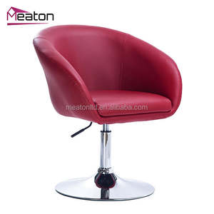 Fauteuil de salon pivotant d'art moderne nordique, chaise de loisirs en cuir rembourré - Product Image 1