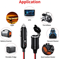Rallonge allume-cigare de voiture 16AWG 15A avec fusible, prise mâle et prise femelle, 12V-24V, capuchon indicateur LED pour camping-car, camion, moto