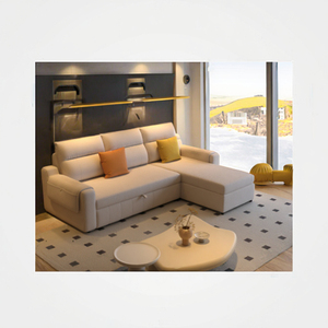 Hiện đại hình chữ L kéo ra <span class=keywords><strong>Sofa</strong></span> giường Chất lượng cao vải ba chỗ ngồi hình vuông với lưu trữ phổ biến cho phòng khách - Product Image 1