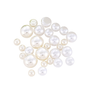 Perles rondes à trou unique, blanc cassé, blanc pur, effet brillant, pour bijoux DIY, accessoires pour cheveux, vente en gros - Product Image 5