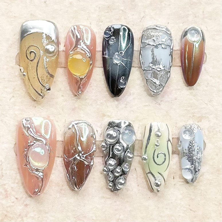 Sea Shell Acrylic Press on Nails Wholesale Price High Quality Soft Gel Press on Nails Reusable Artificial Fingernails 10pcs/box