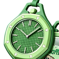 Montre à date automatique avec boîtier rond en plastique, fermoir caché et sans étanchéité