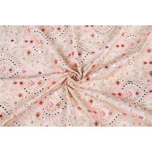 Tissu d'organza brodé Triloki multicolore 1,44 pouce, transparent, pour robes de mariée et artisanat, vendu au mètre - Product Image 1