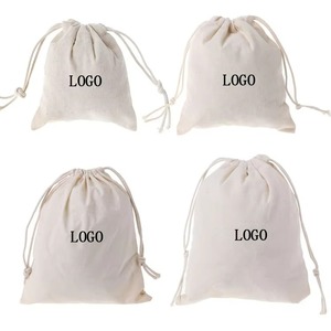 Sac en coton à cordon avec bouton, vente en gros, petits sacs à bas prix, zone plate pour l'étiquette, sacs de rangement cosmétiques de voyage pour femmes - Product Image 1