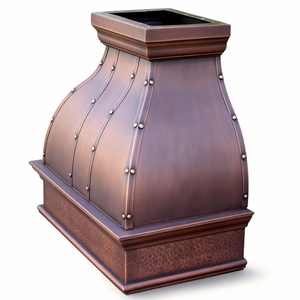 Lüks El Yapımı 16 Kalibre Çan Şeklinde Bakır Davlumbaz, Çekiçle İşlenmiş Önlük ve Antik Patina ile Mimari Villa Mutfakları İçin - Product Image 3